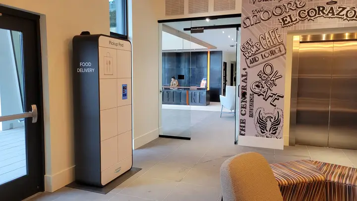 Minnow Pod food locker lobby placement